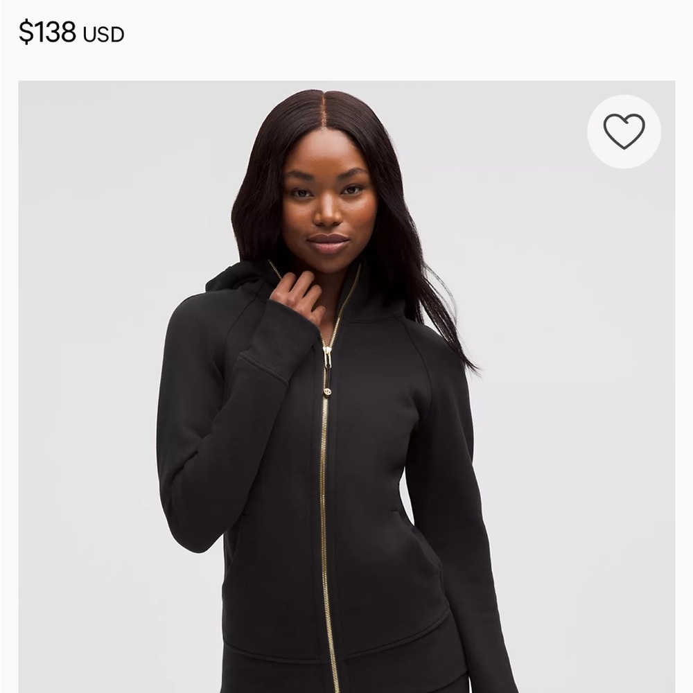 lululemon athletica Black Hooded Zip Jacket with Gold Zip